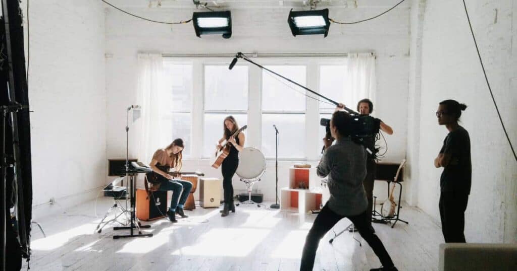 A small crew of filmmakers in a Peerspace location