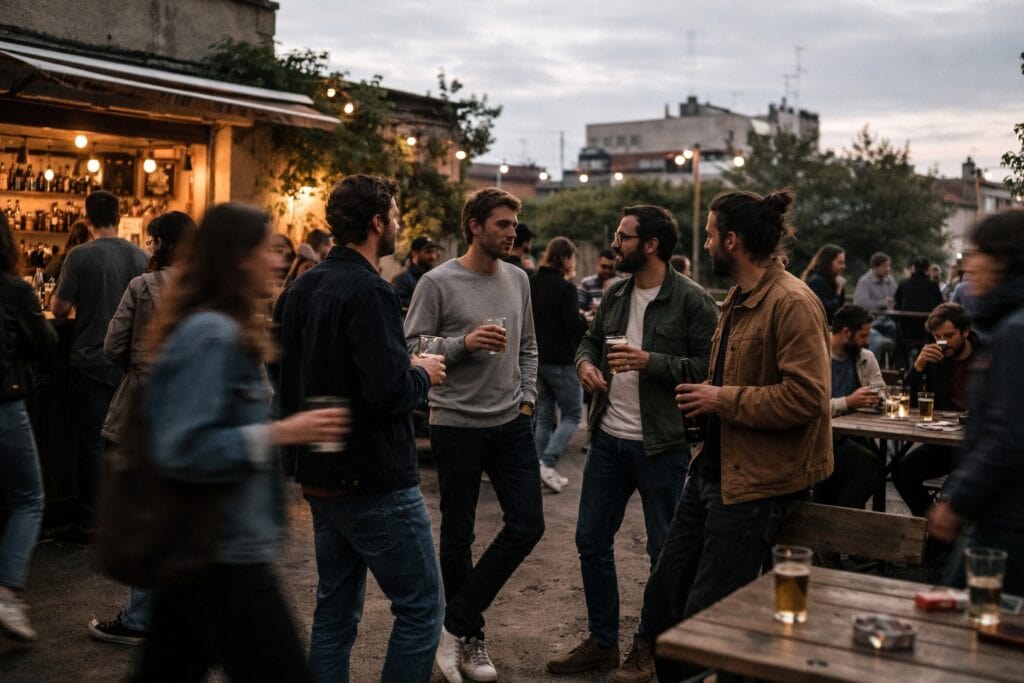 des amis boivent un verre en terrasse