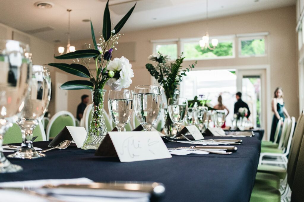 centre de table et décoration d'un bal de promo