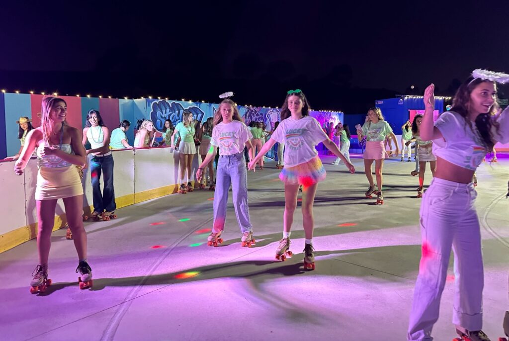 kids skating at a 2-Acre Outdoor Roller Rink Facility