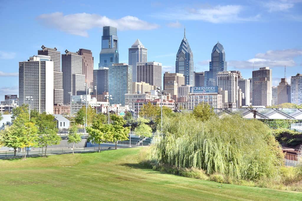 South Street Bridge philadelphia skyline