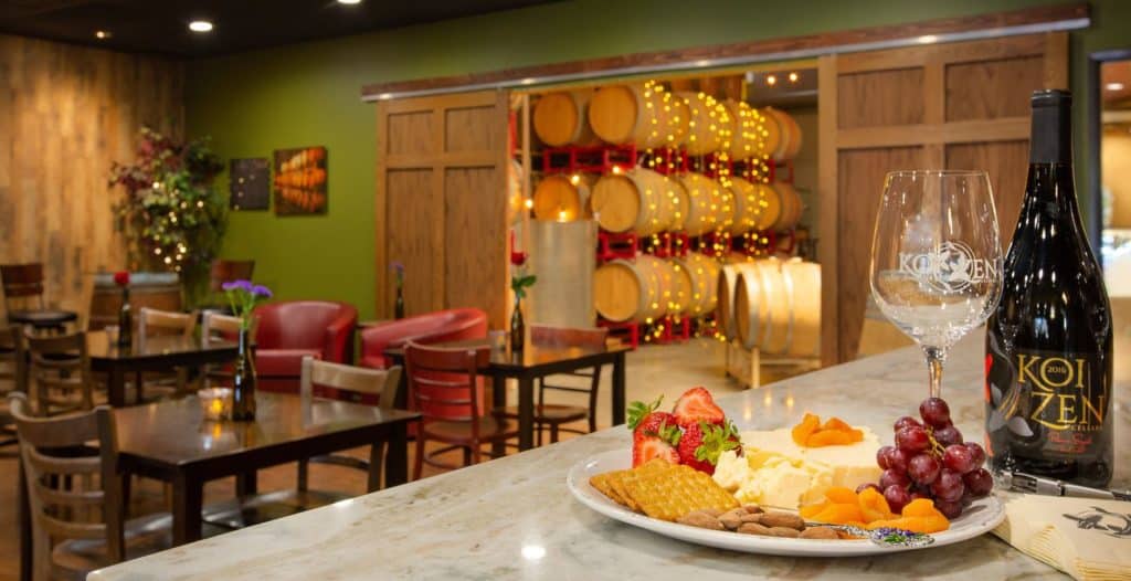 a charcuturie board at a winery event space