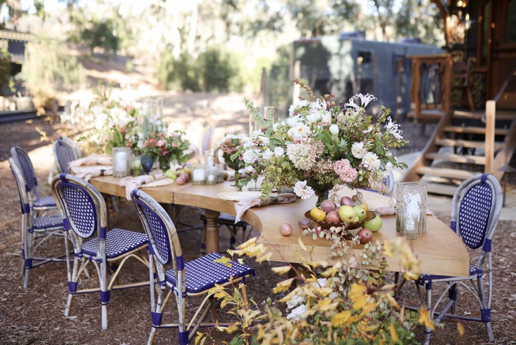 outdoor dining table at a 40-Acre Private Estate