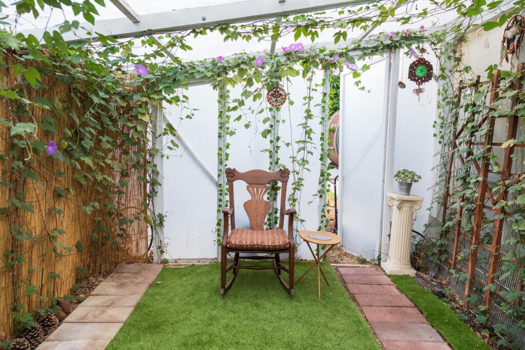 Art Garden covered with Ivy, Flowers and Greek Columns los angeles