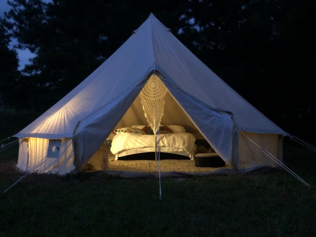 Boho Style Bell Tent on Tranquil Horse Farm with Labyrinth atlanta rental