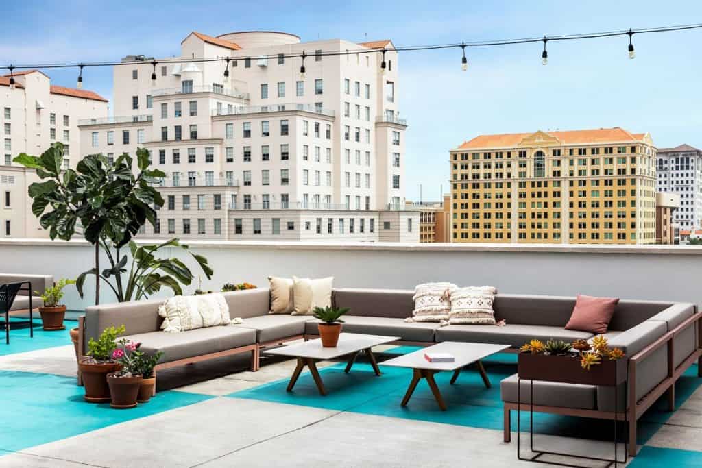 Bright and open rooftop terrace with stunning views of Coral Gables miami rental