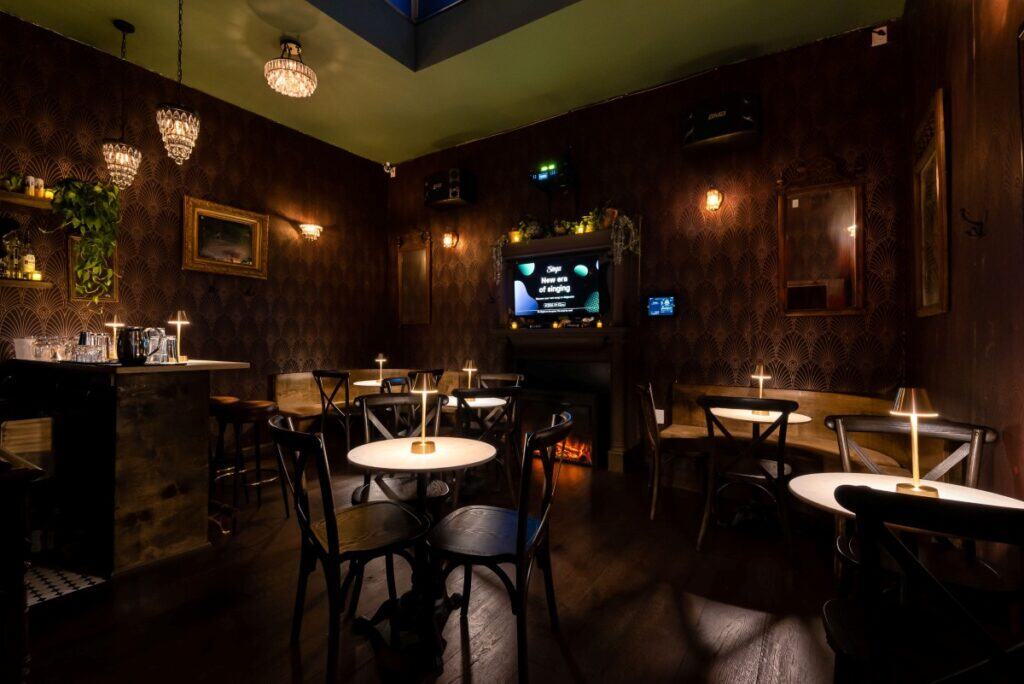 a vibey karaoke and cocktail lounge