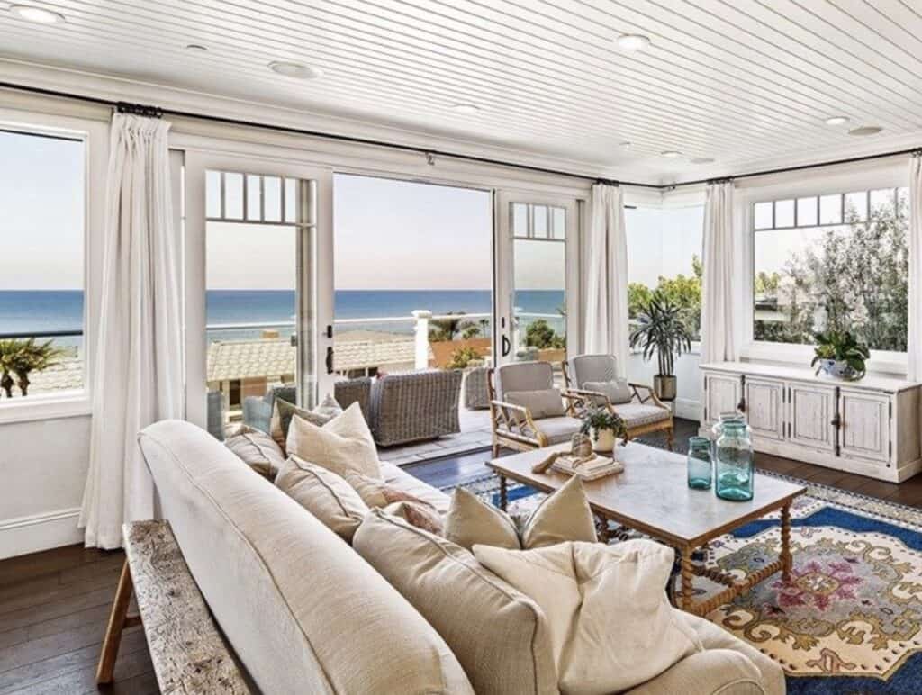 an all-white beach house with ocean views