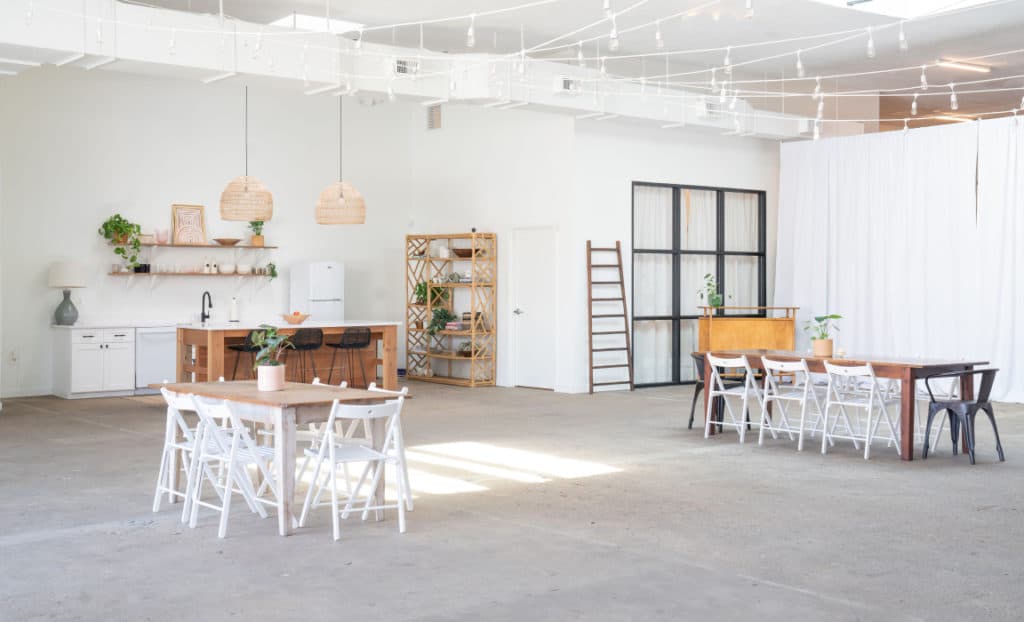 A bright loft studio event venue.