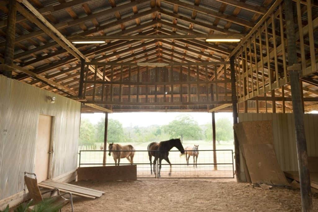 a horse ranch and barn