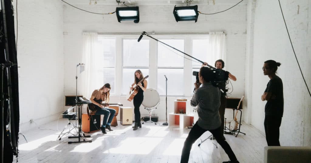 A small crew of filmmakers in a Peerspace location
