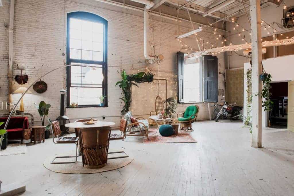 Loft with Exposed Brick, 12' Windows, and Furniture Rentals philadelphia rental