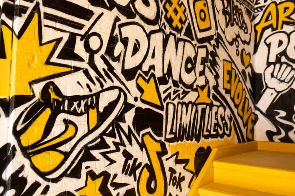 Naturally Lit Black & Yellow Graffiti Room toronto rental