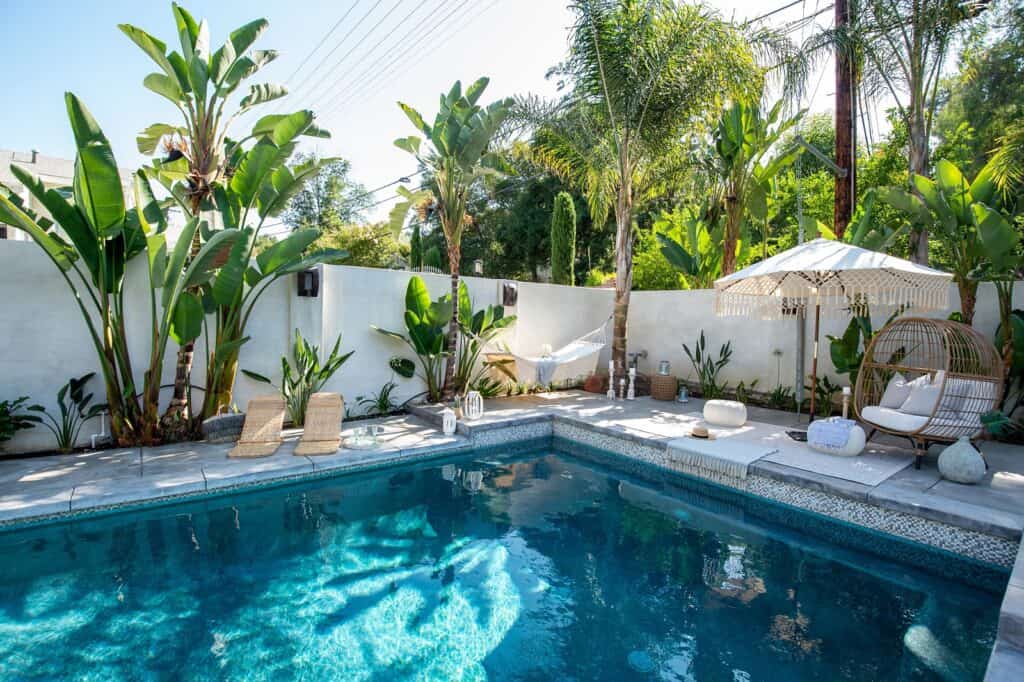 outdoor pool with lounge seating