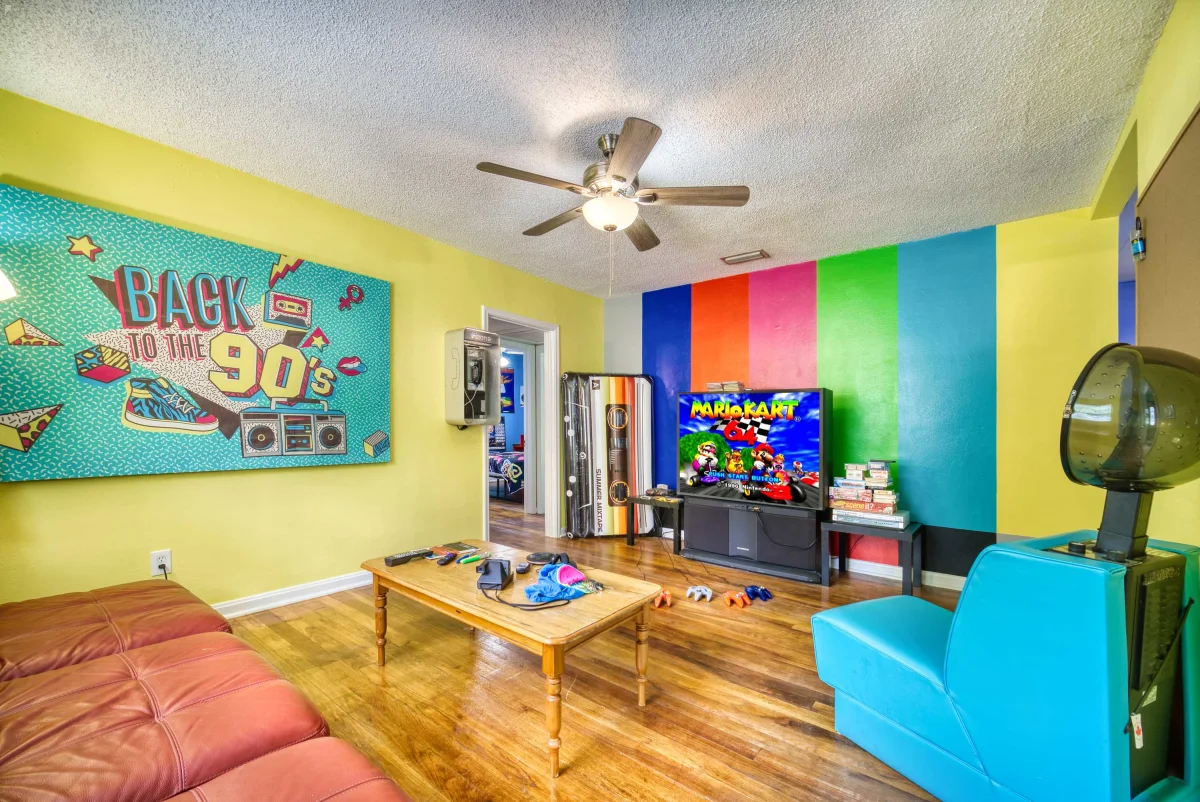 private movie theater 90s themed home