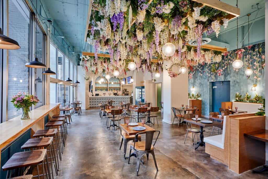 Restaurant Space with Hanging Flower Garden chicago rental