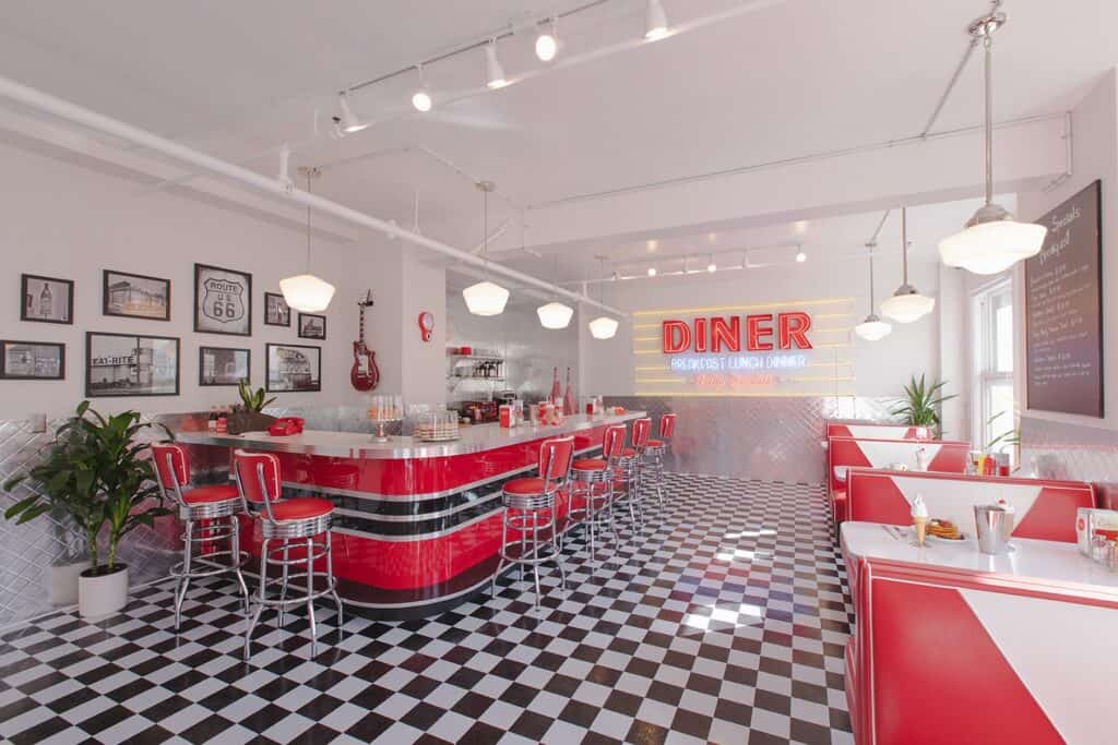 Spacious Downtown Sun Drenched 50s Retro Neon Diner los angeles rental
vintage photoshoot ideas