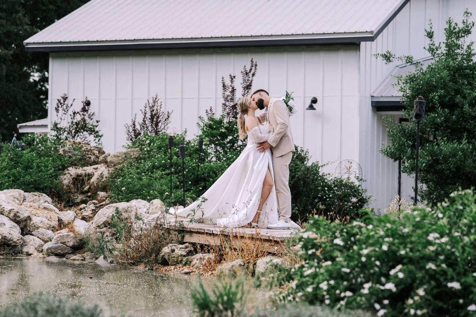 Romantic couple celebrating at a rustic Lexington venue organized by wedding planners