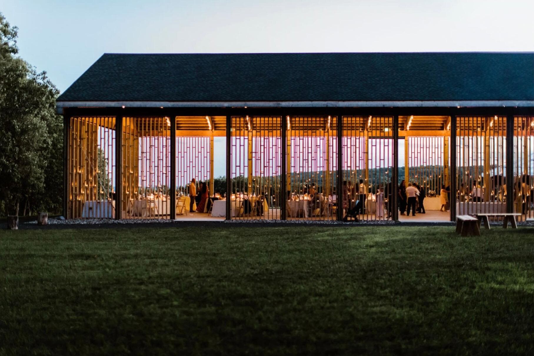 Open-air pavilion venue in a field for wedding planners in Vermont