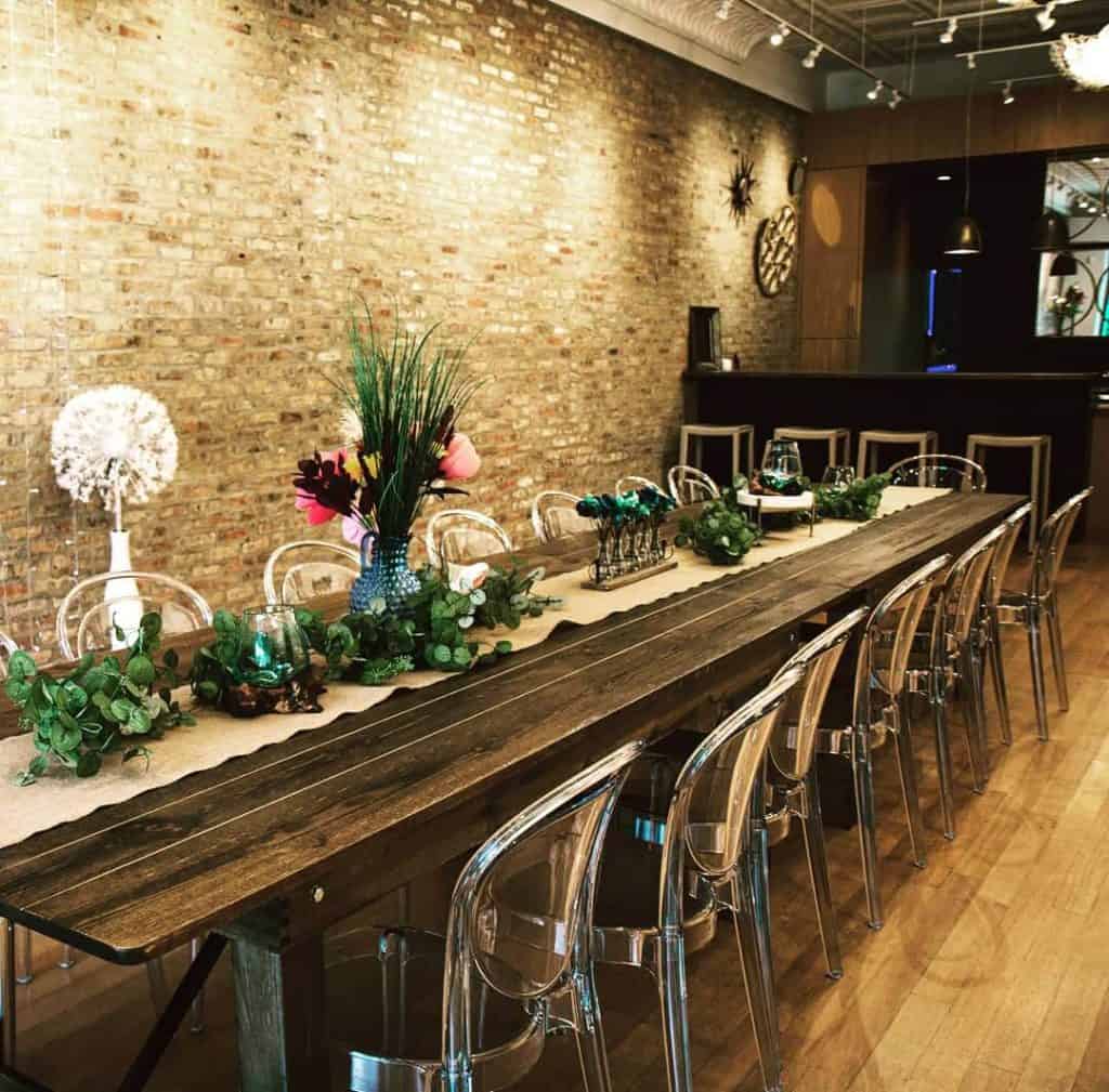 event venue with exposed brick walls