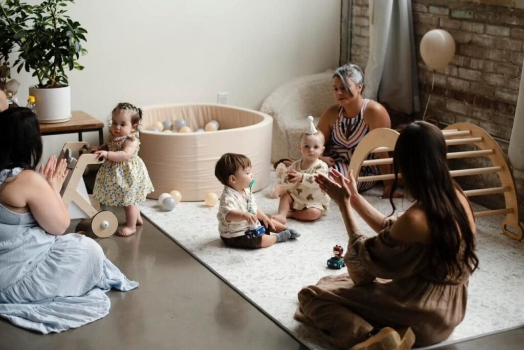 parents and toddlers at a baby sprinkle