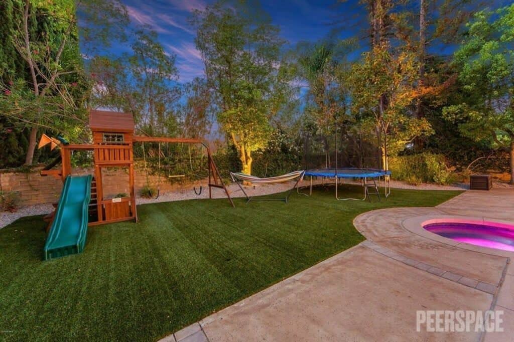 Quintessential Suburban Yard with Swing Set