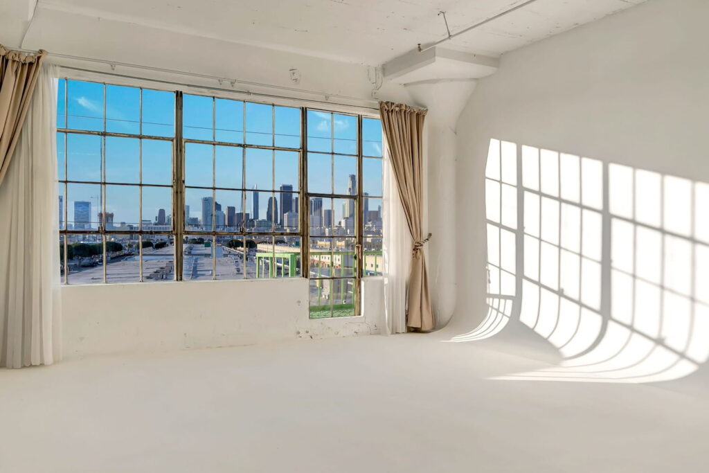 Bright studio space overlooking the city of Los Angeles