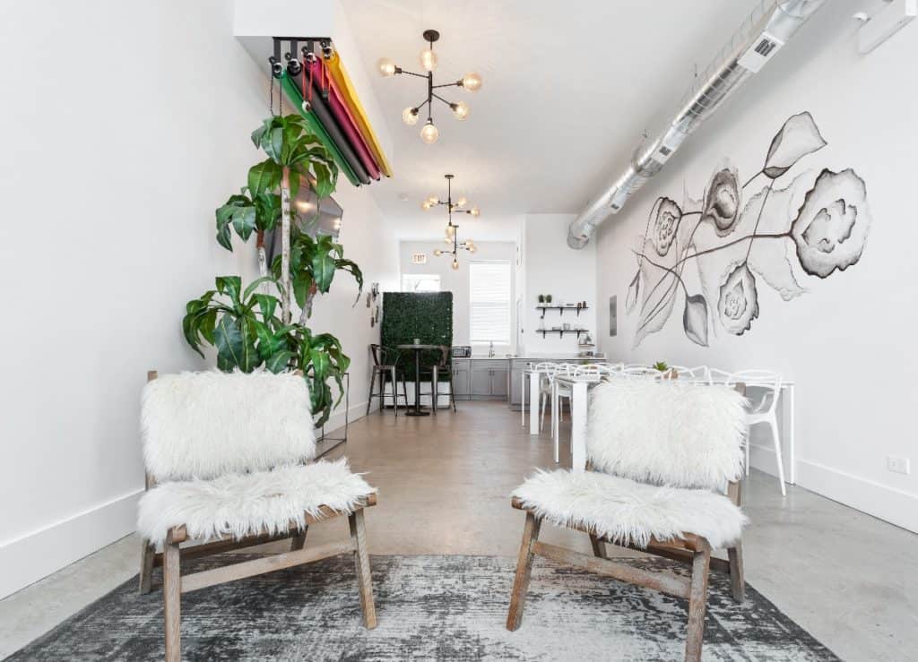 all-white photo studio storefront chicago rental