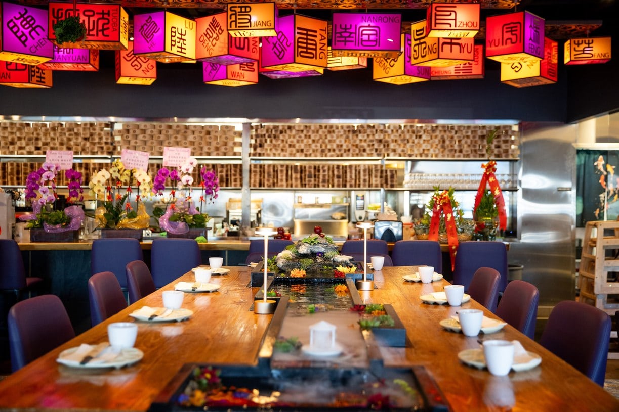 Curated Asian party decor at a stylish Beverly Hills event