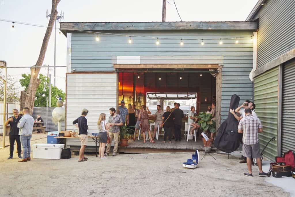 converted warehouse with bar indoor outdoor