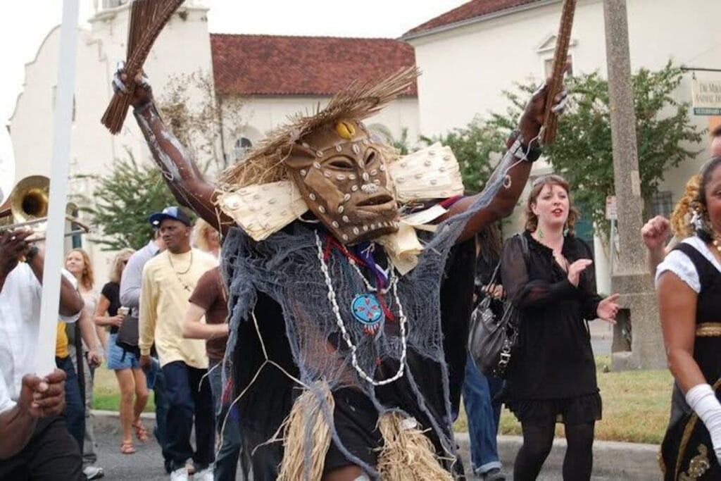 Parade in New Orleans honoring the masking culture