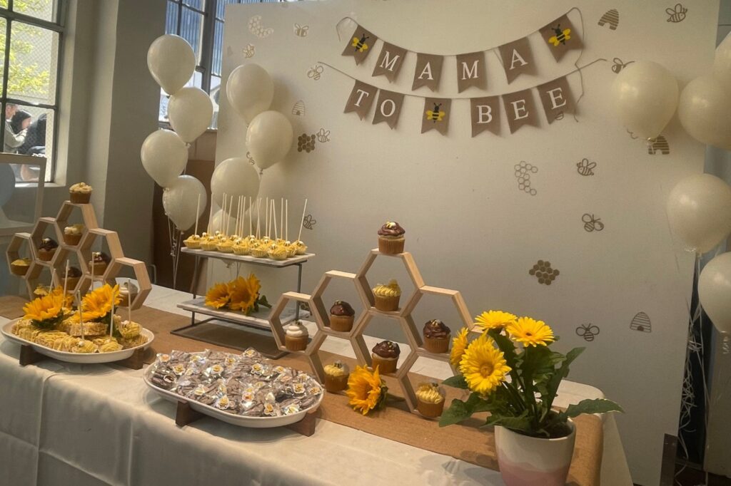 decor at a bee-themed shower