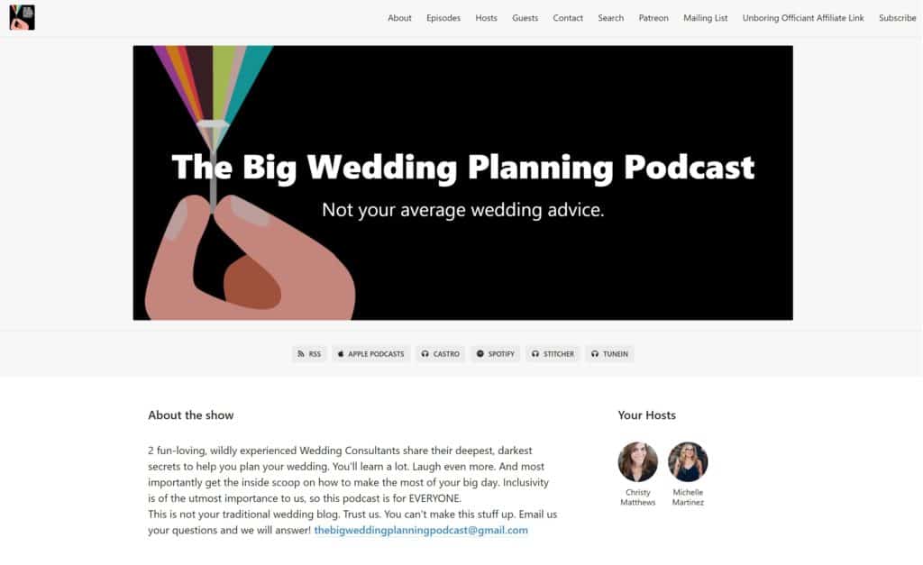the big wedding planning podcast homepage