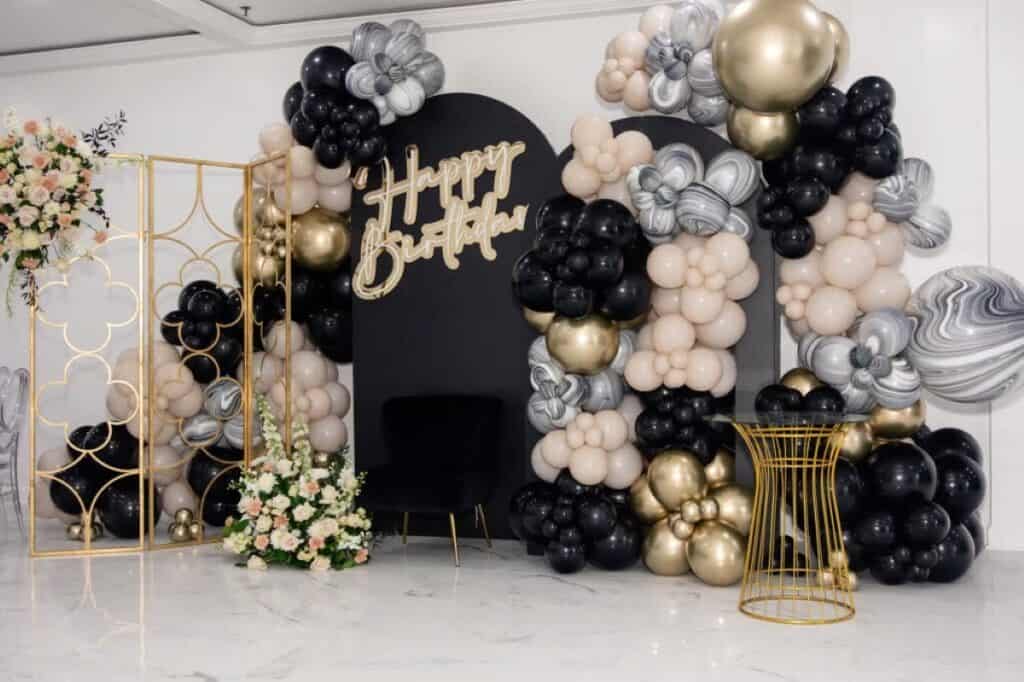 birthday decor at a lux event venue