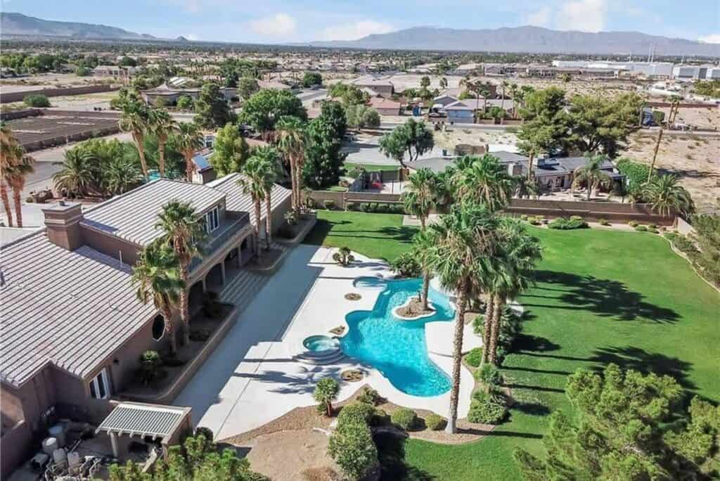 backyard of central vegas mansion