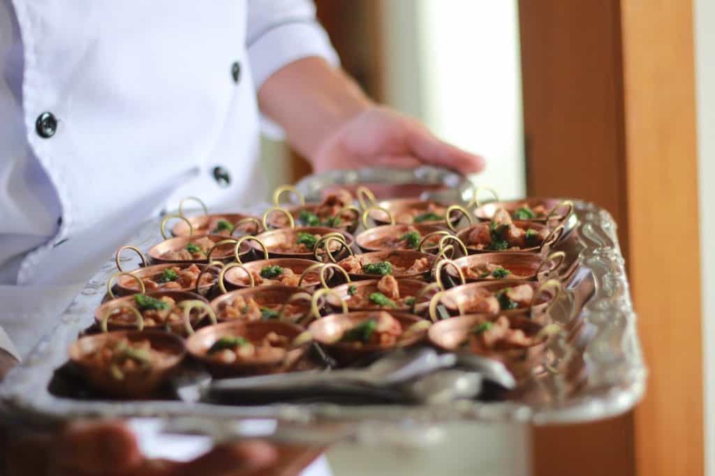 tray of catered food