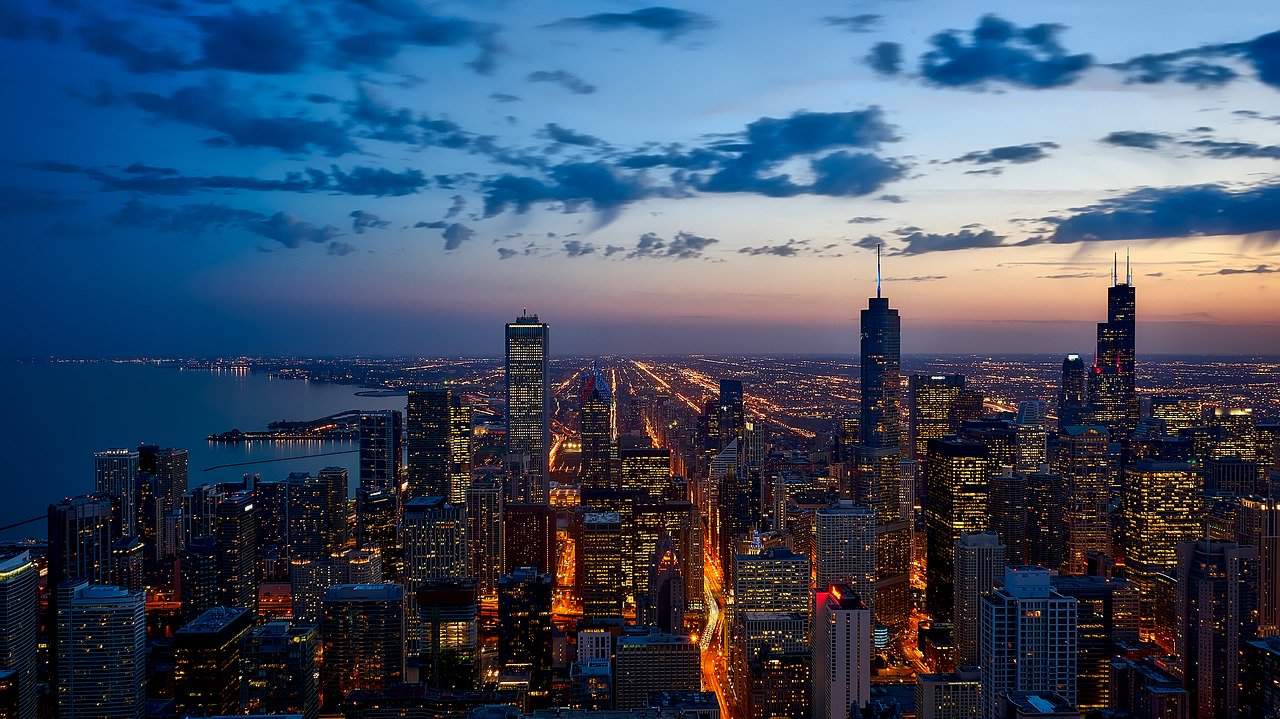 chicago nighttime skyline