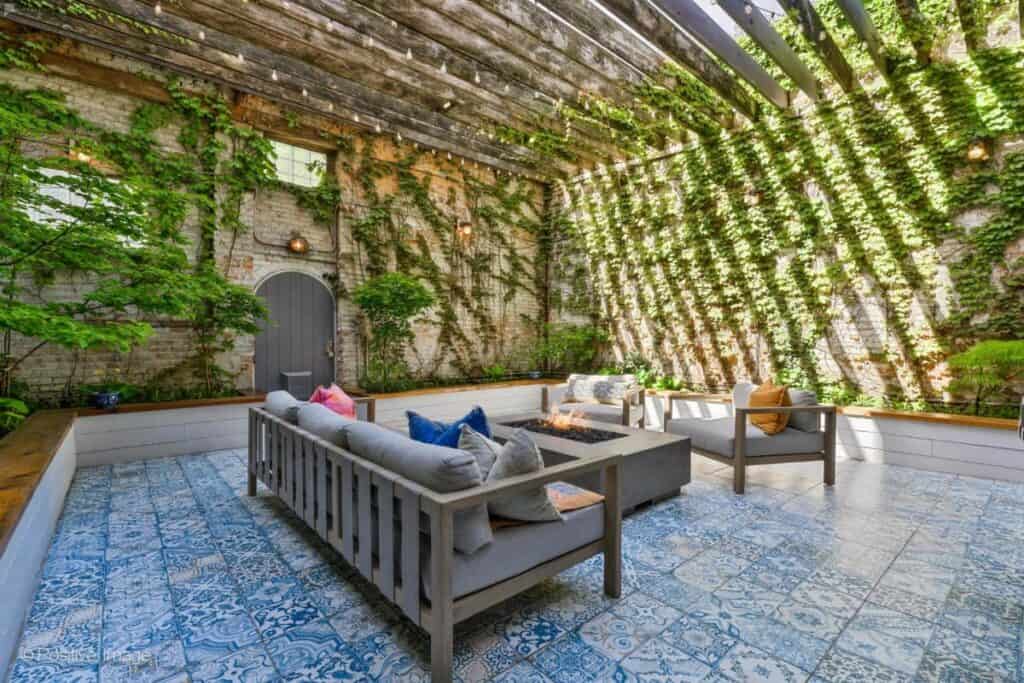 chicago boho courtyard with greenery