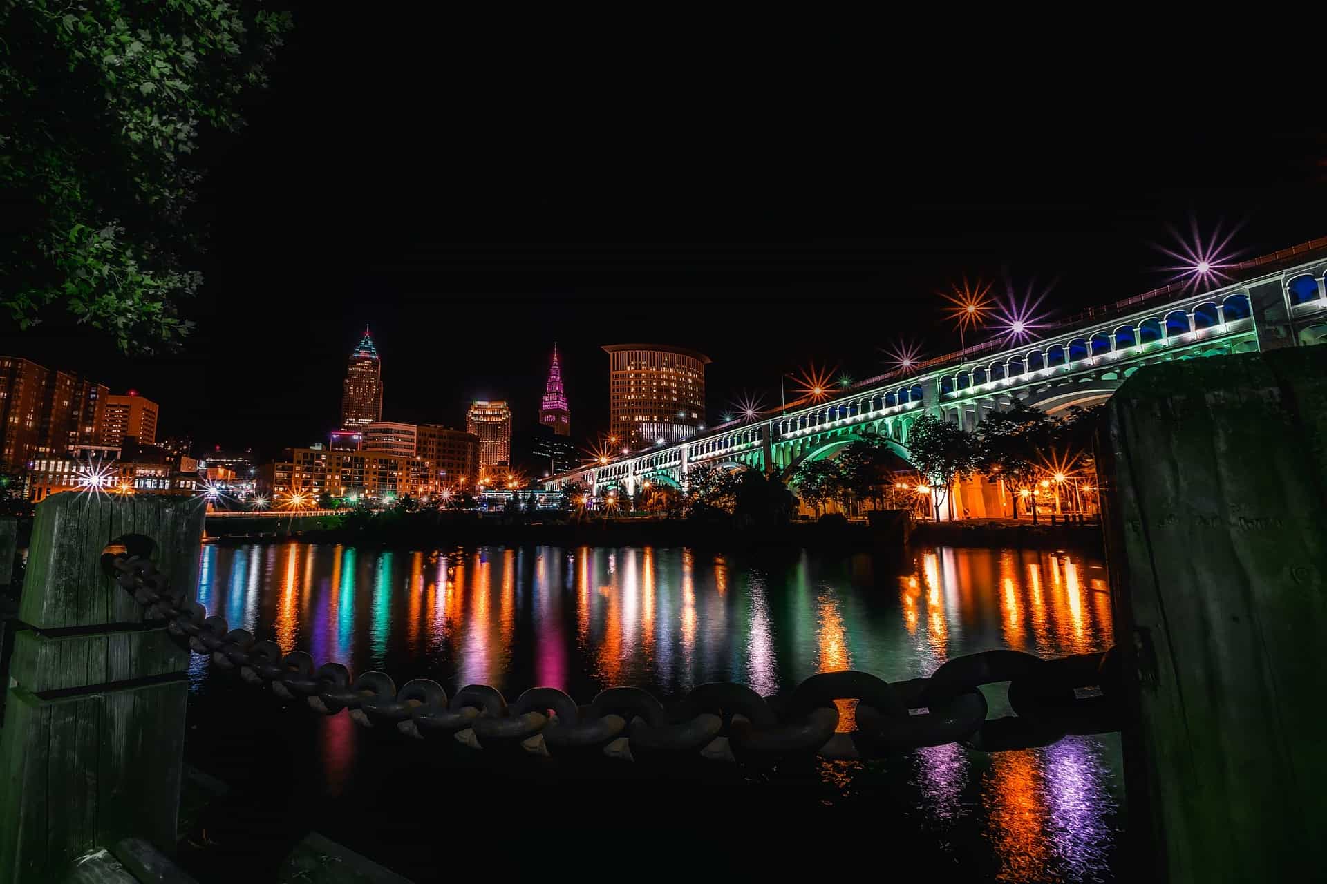 cleveland cityscape at night