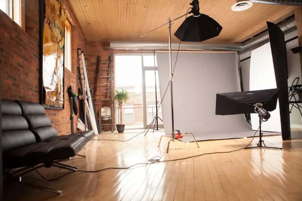 downtown photography studio with 14 foot ceilings