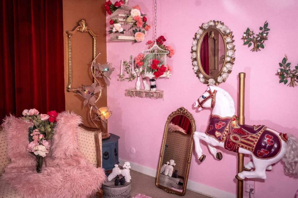 opulent pink poodle room in costa mesa