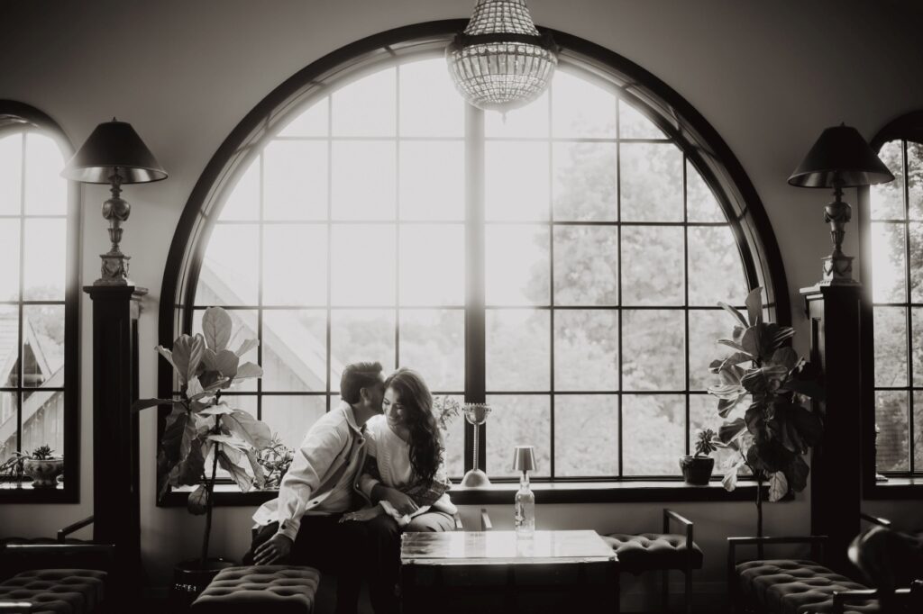 couple at Elora Distillery 1920's Art Deco Cocktail Lounge