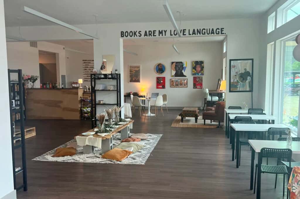 Bright & Spacious Bookstore with an Afrocentric Bohemian Vibe
