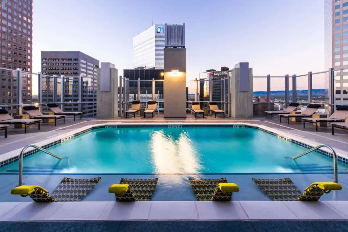 building with a rooftop pool in denver