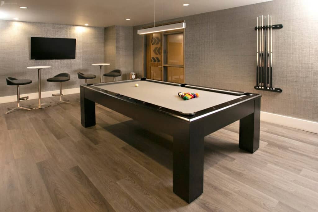 sleek, contemporary game room