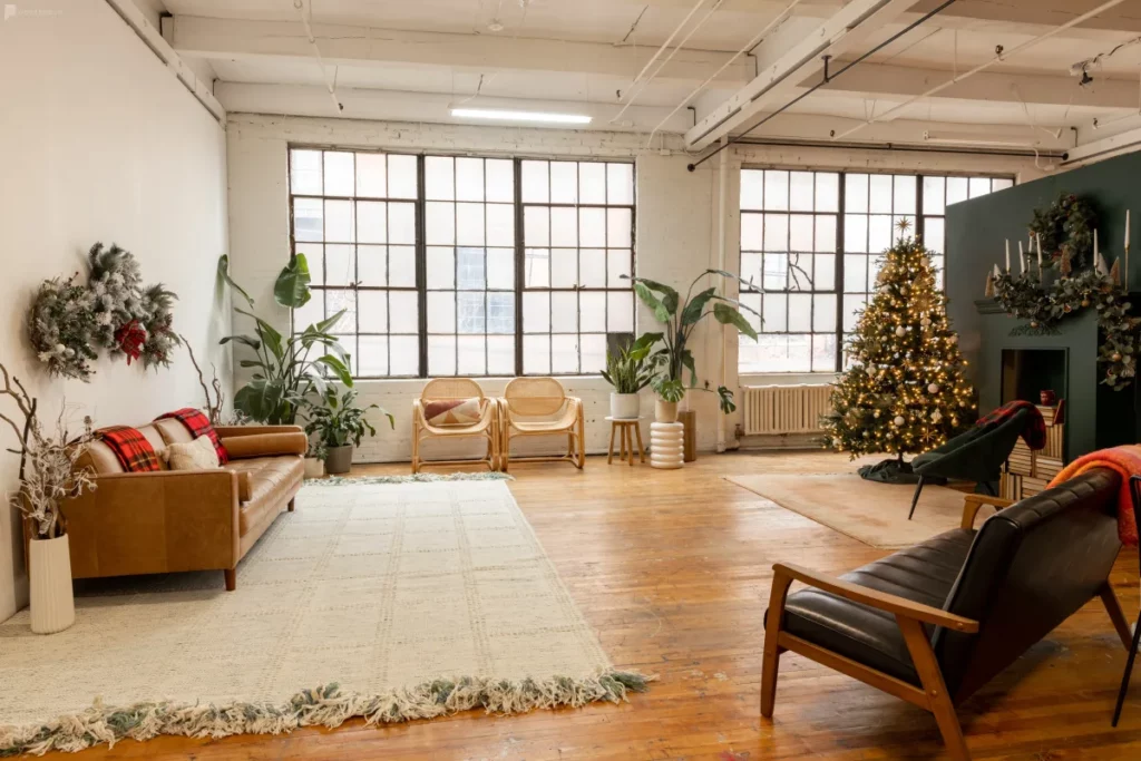 detroit white loft with christmas decor