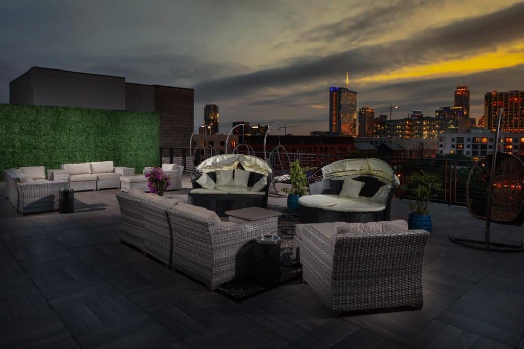 downtown roofdeck event space with skyline view austin rental 