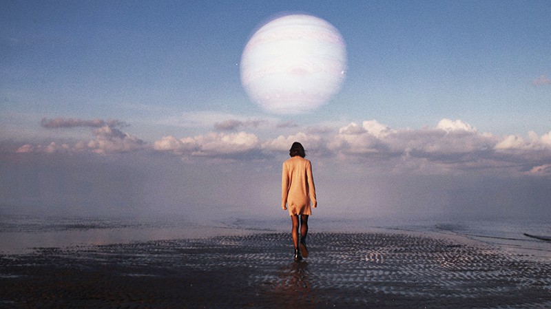 lady walking on sand