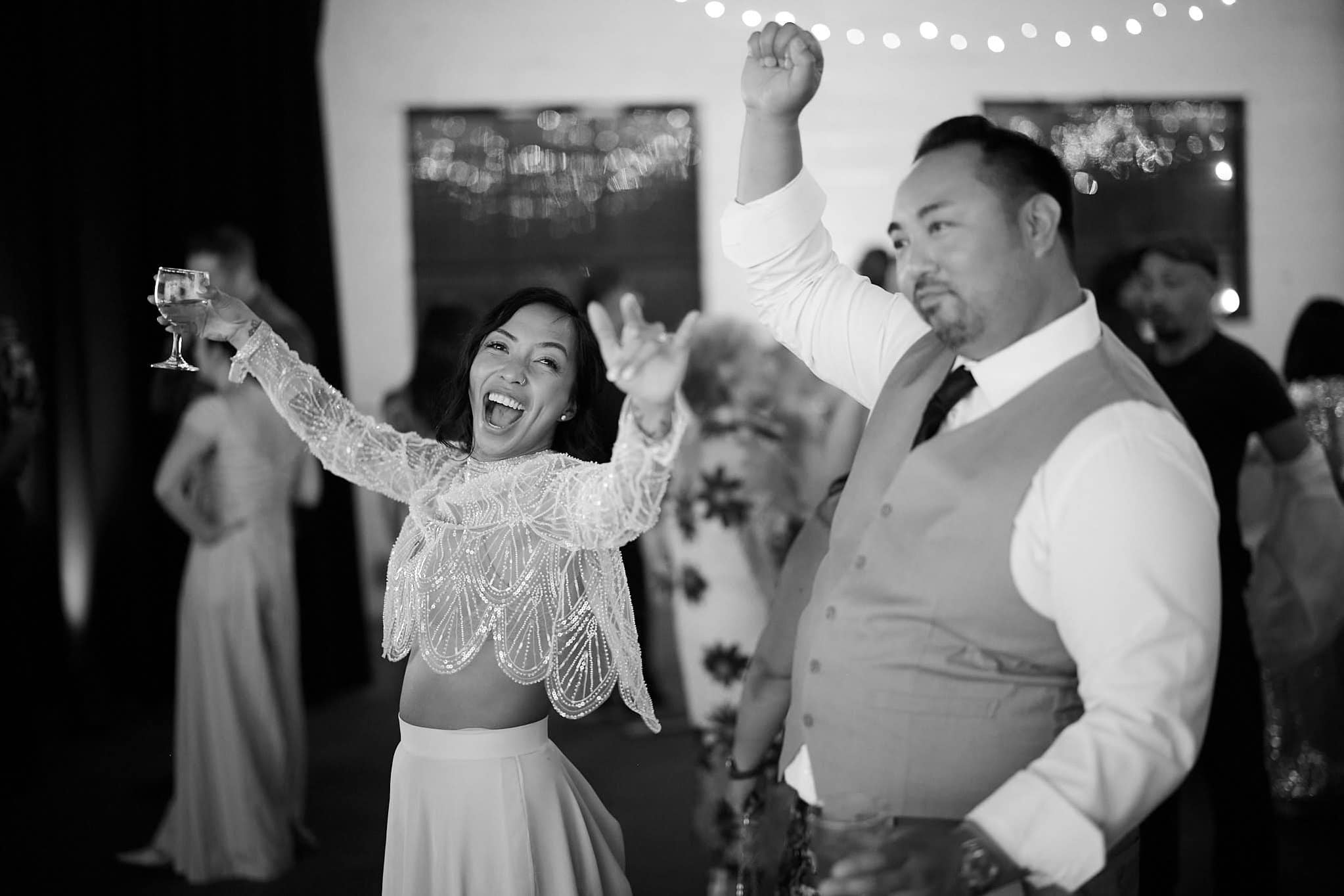 Joyful couple celebrating at an Atlanta event venue