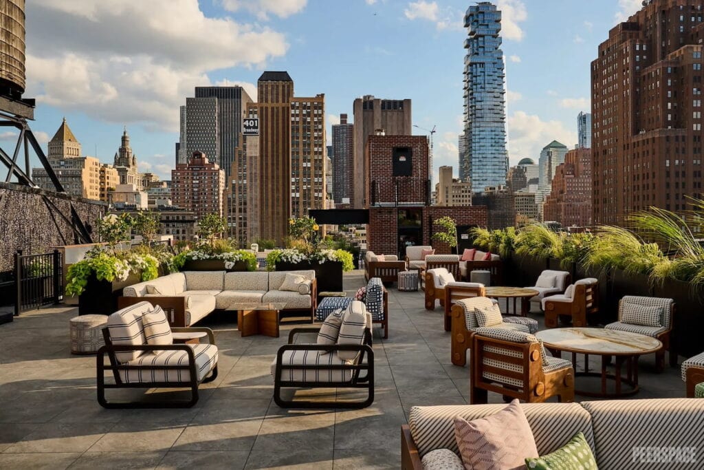 Expansive rooftop with city views in New York City